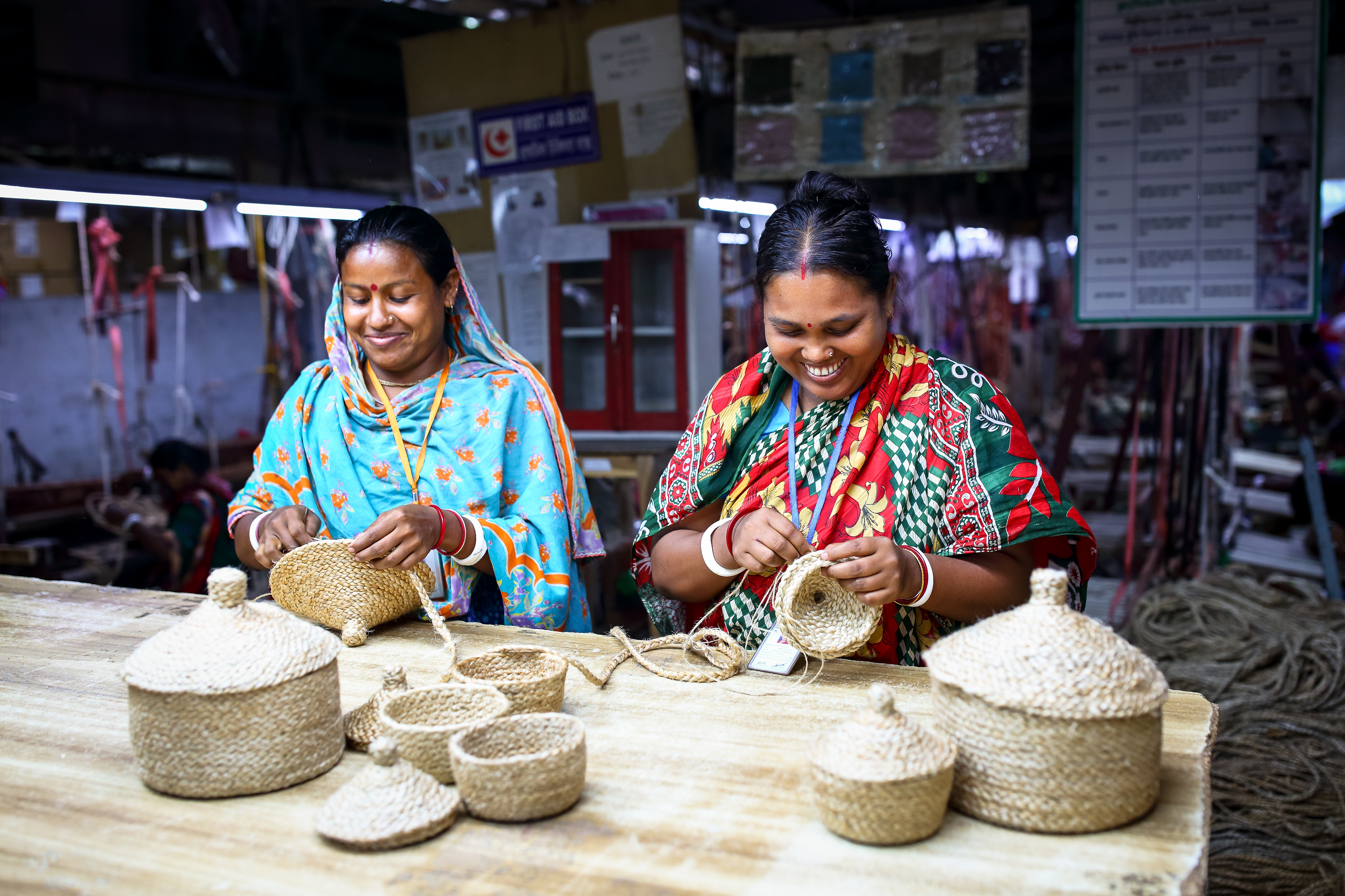 Women in Bangladesh handmaking products for IKEA