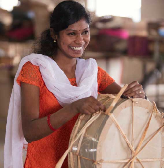 Woman standing with a basket